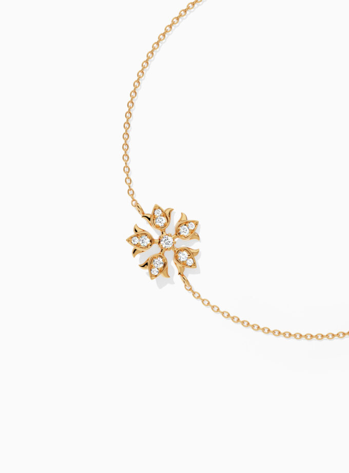Floral Diamond Cluster 18k Gold Bracelet | Varudai