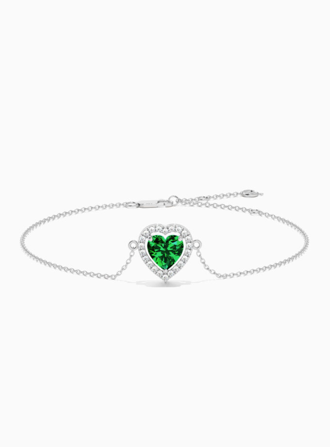 Heart-Shaped Precious Stone & Diamond Bracelet | Varudai