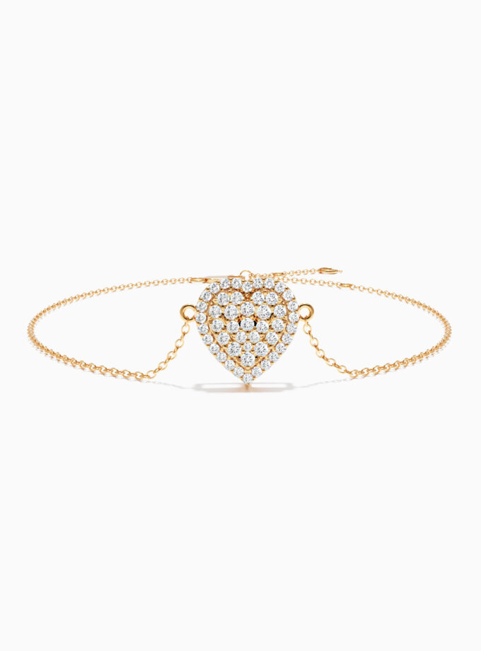 Pave Diamond Halo Heart Bracelet | Varudai
