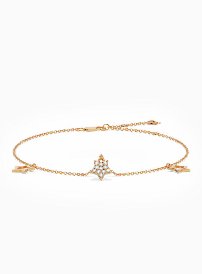 Star Charm Diamond 18k Gold Bracelet | Varudai