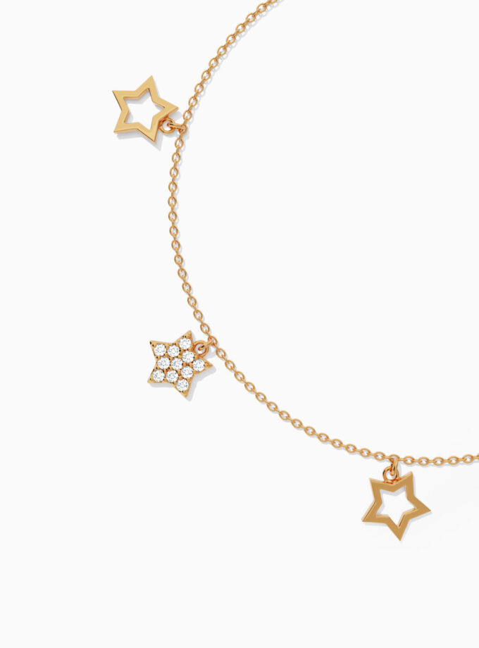 Star Charm Diamond 18k Gold Bracelet | Varudai