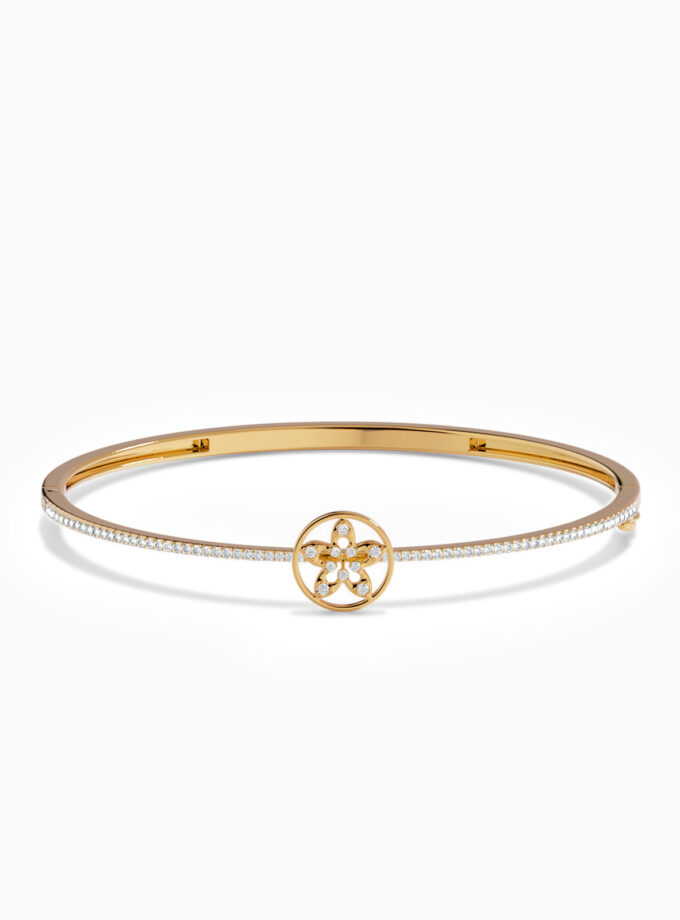 Diamond Pavé Bracelet With Halo and Flower | Varudai