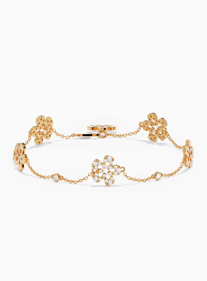 Floral Chain 18k Gold Bracelet | Varudai