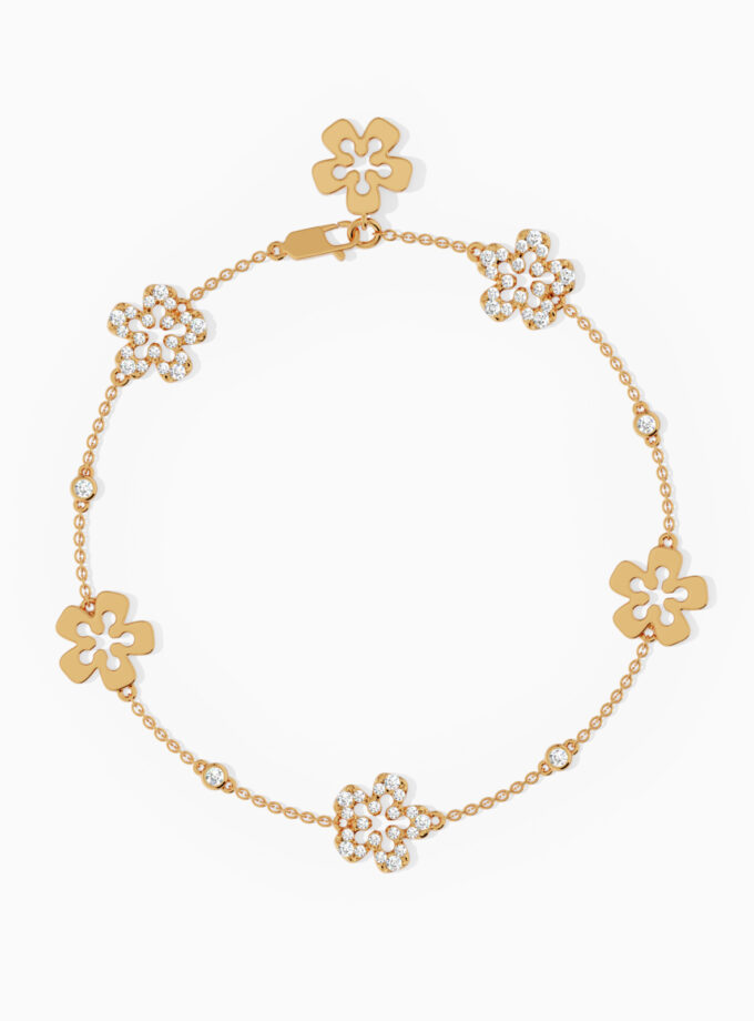 Floral Chain 18k Gold Bracelet | Varudai