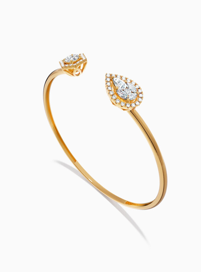 Diamond Teardrop Open Cuff Bracelet | Varudai