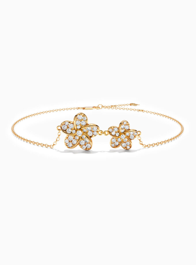 Diamond Floral Cluster 18k Gold Bracelet | Varudai