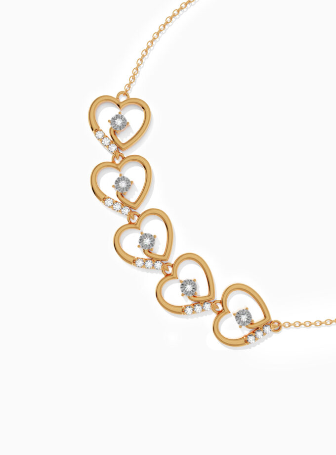 Diamond and Gold Hearts Bracelet | Varudai