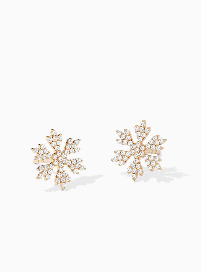Diamond Snowflake Stud Gold Earrings | christmas earring | black friday earrings | Varudai