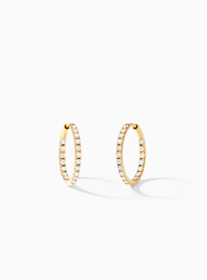Scalloped Diamond Hoop Gold Earrings