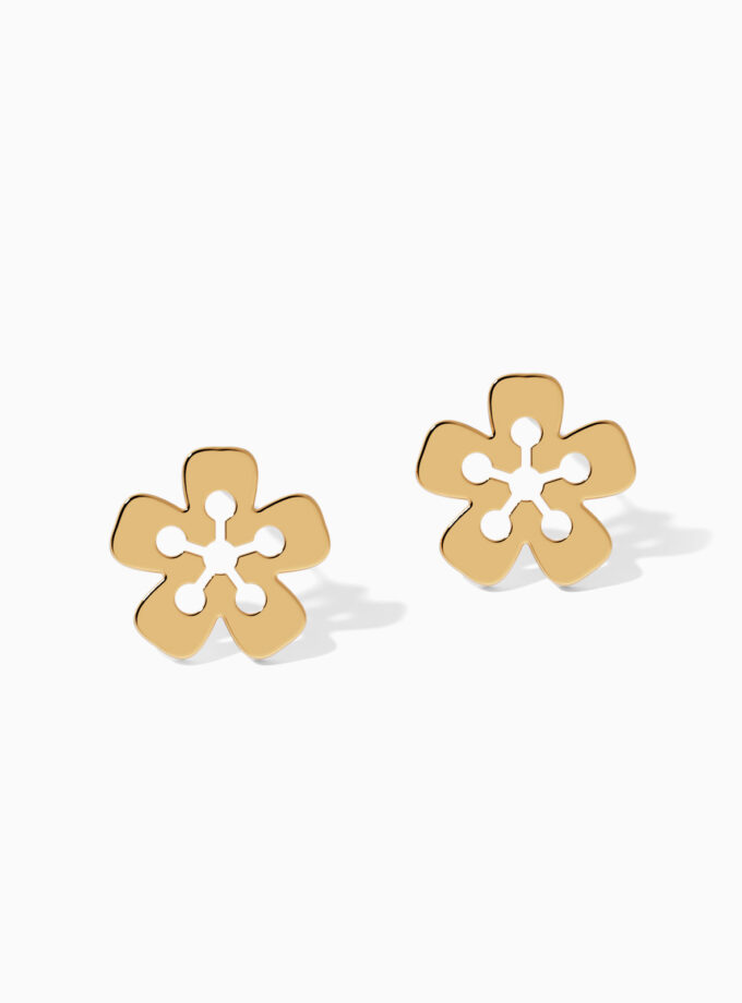Classic Floral Stud 18k Gold Earrings | Varudai
