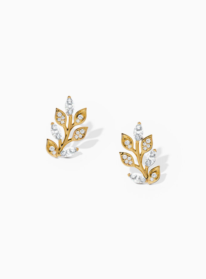 Classic Diamond Leaf Earrings | Varudai