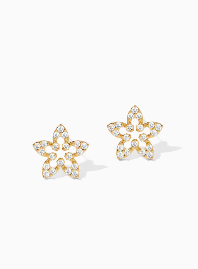 Floral Stud 18k Gold Earrings | Varudai