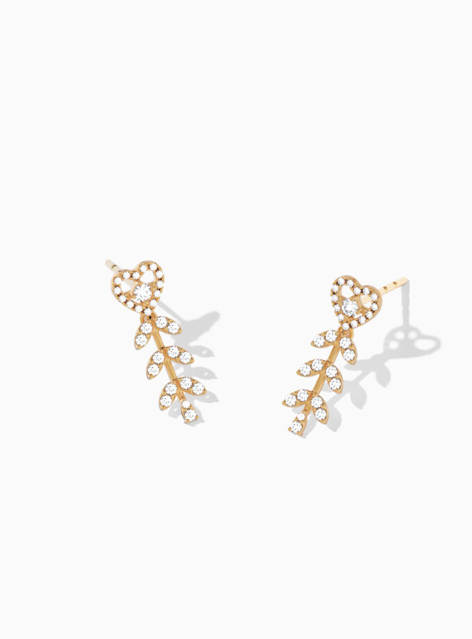 Heart Cascade Diamond Gold Earrings | Heart shaped Earrings | drop earrings | Varudai