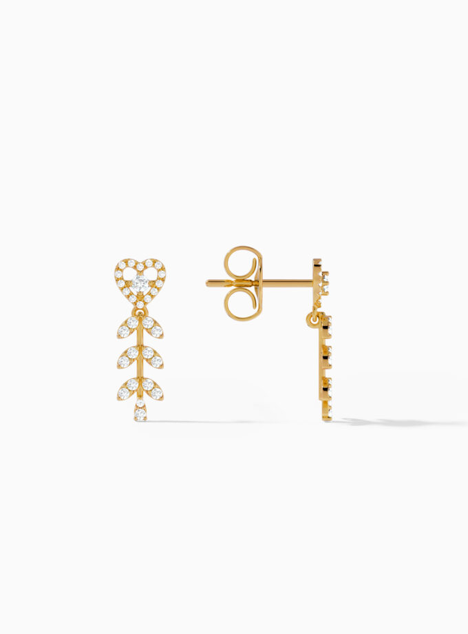 Heart Cascade Diamond Gold Earrings | Heart shaped Earrings | drop earrings | Varudai