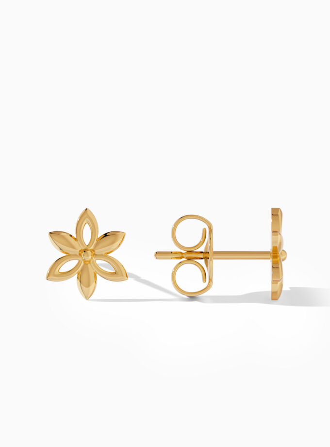 18k Gold Floral Stud Earrings | Varudai