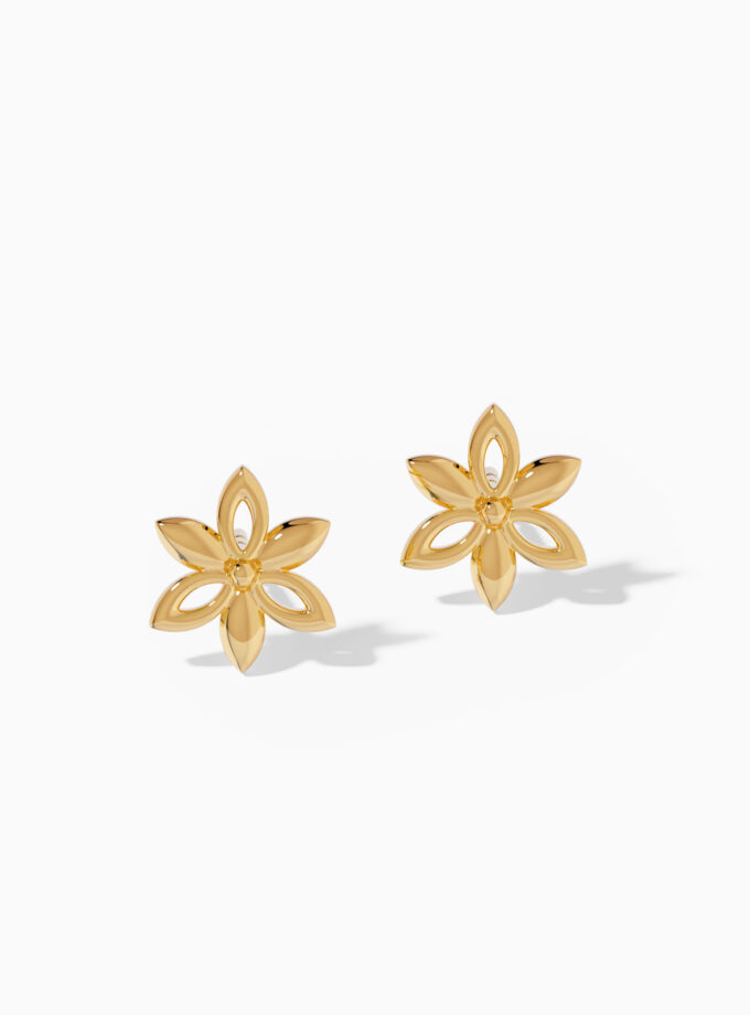 18k Gold Floral Stud Earrings | Varudai