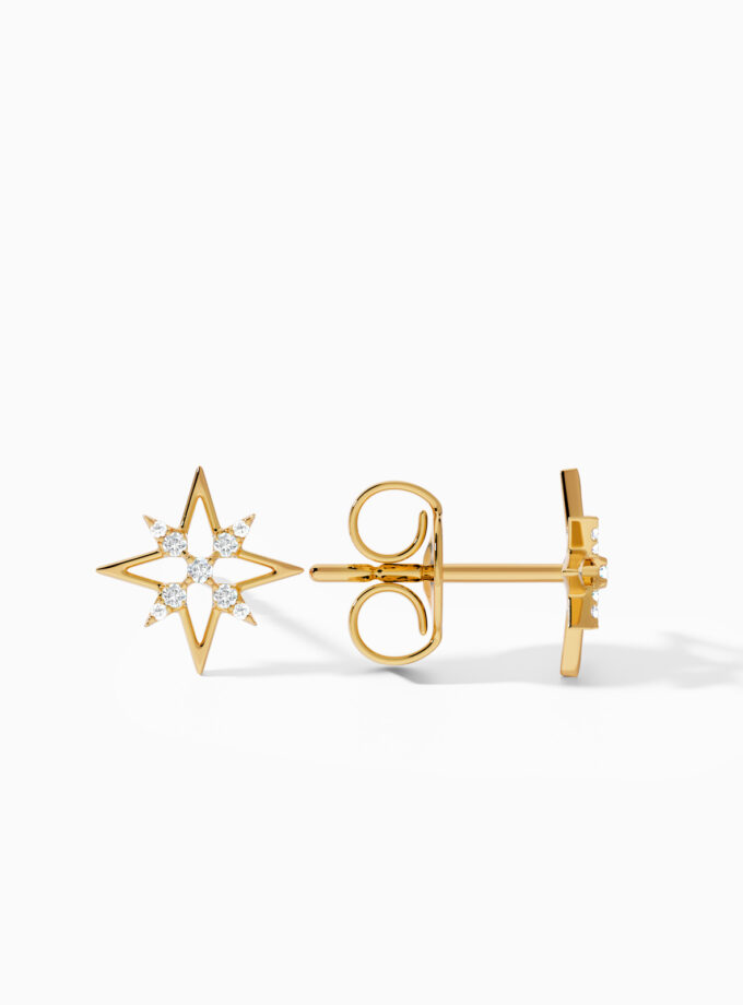 18k Gold Star Diamonds Stud Earrings | Varudai