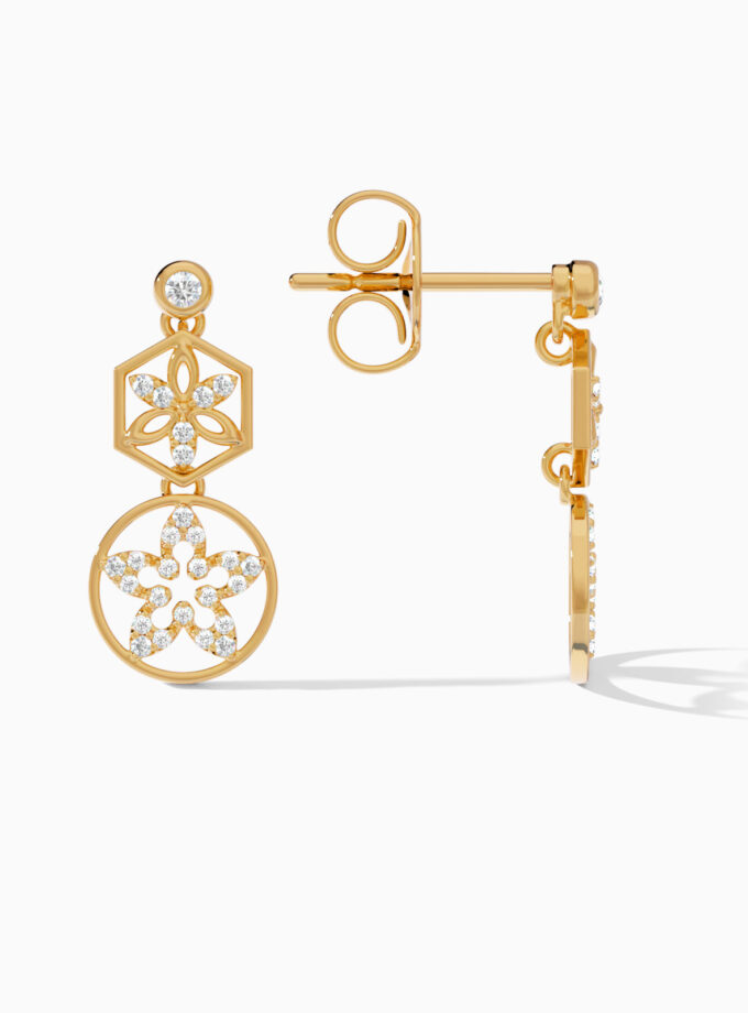 Classic Floral Drop 18k Gold Earrings | Varudai | drop earrings