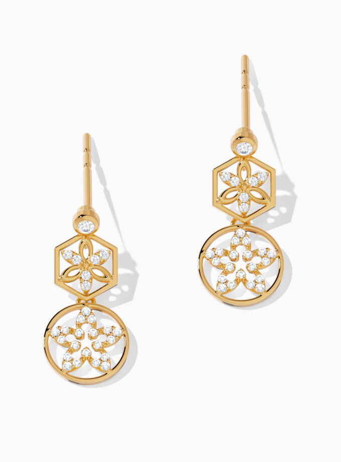 Classic Floral Drop 18k Gold Earrings | Varudai | drop earrings