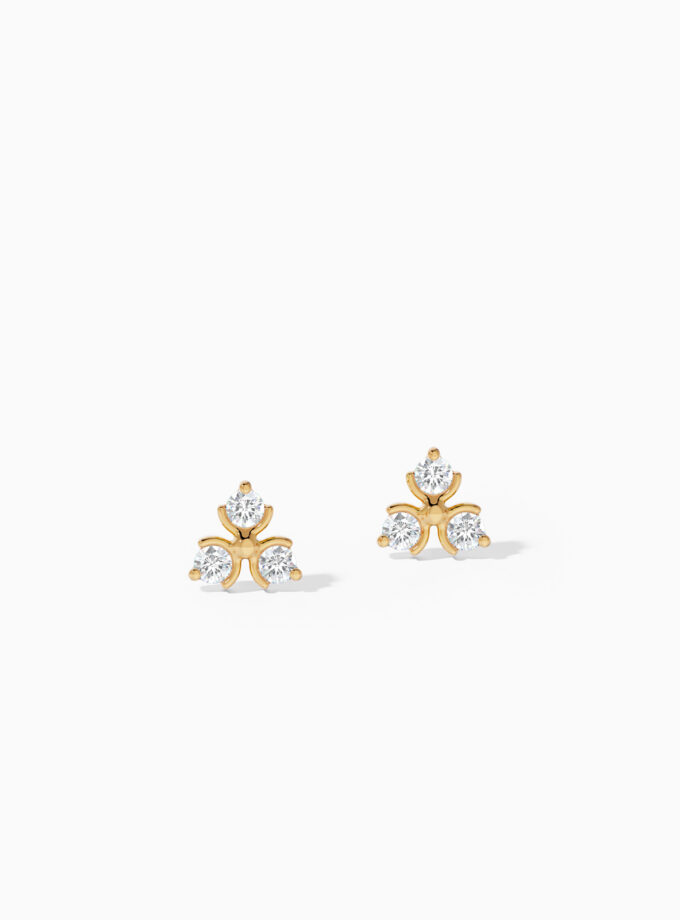 Minimalist Diamond 18k Gold Floral Studs | Varudai