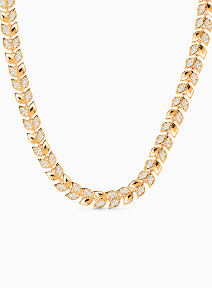 Gold Leaf Choker Necklace | varudai | Yellow Gold