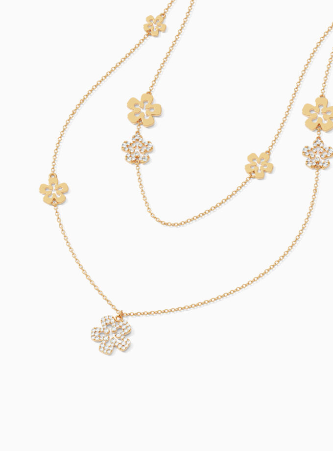 Double Layer Floral Charm Necklace | Varudai