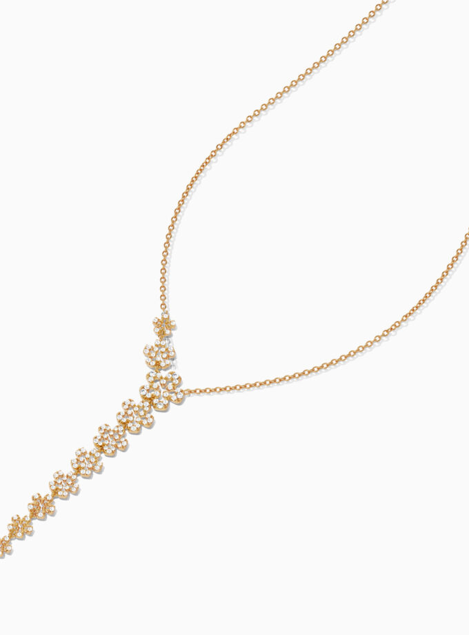 18k Gold Cascade Flower Lariat Pendant | Varudai