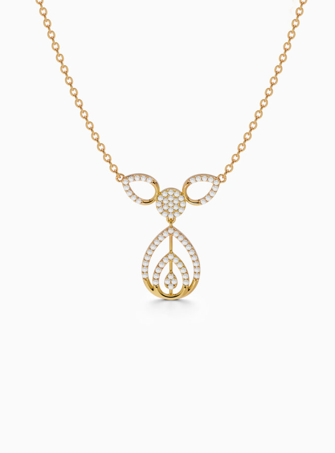 Intricate Diamond Teardrop Necklace | Varudai