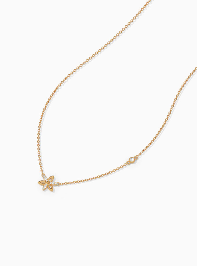 Gold and Diamond Dainty Floral Pendant | Varudai