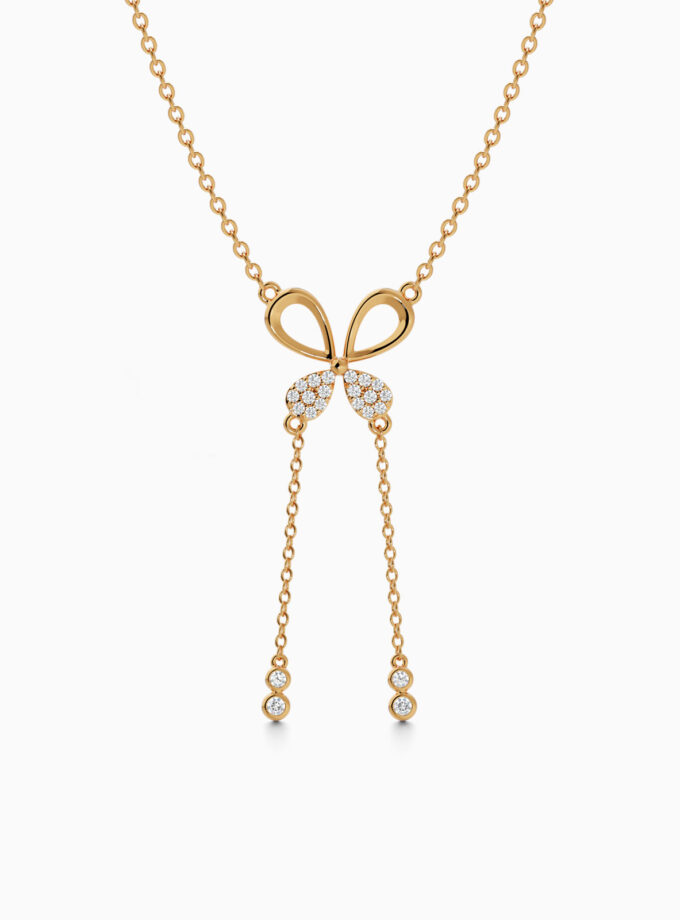 Minimal Gold Floral Lariat Pendant | Varudai | Butterfly jewelry