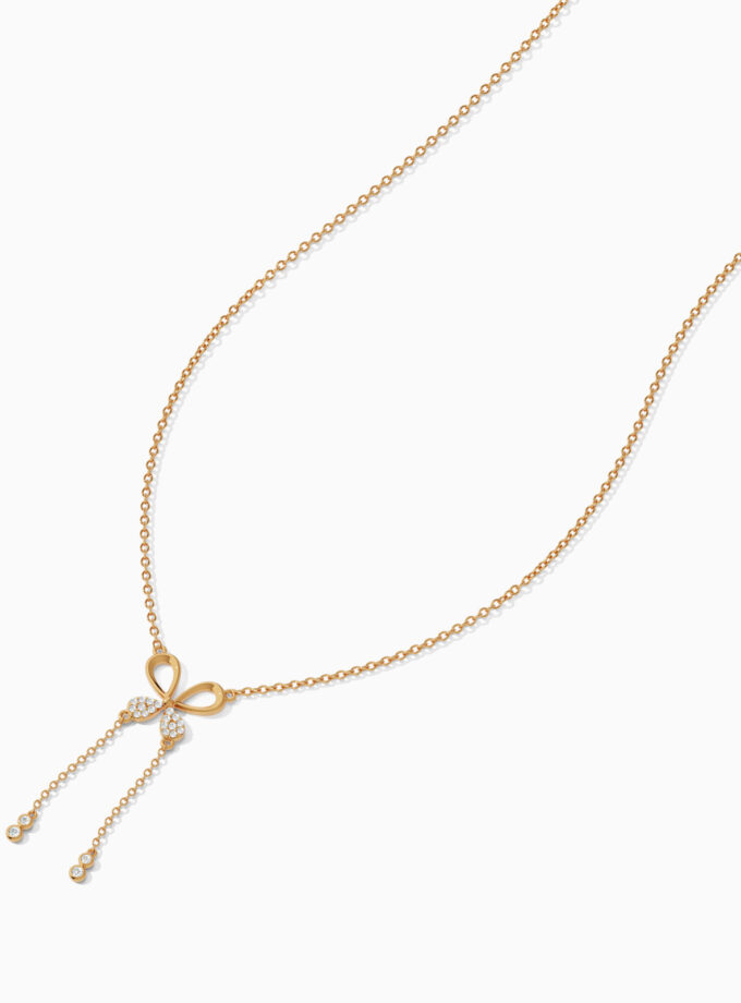 Minimal Gold Floral Lariat Pendant | Varudai | Butterfly jewelry