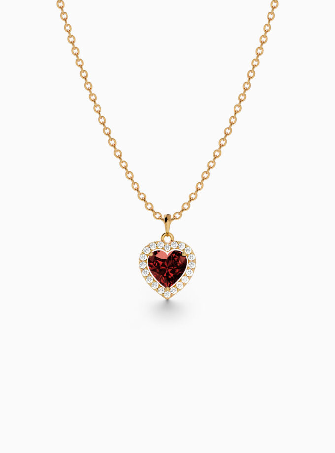 Heart Shaped ruby Solitaire Pendant | Varudai | yellow gold