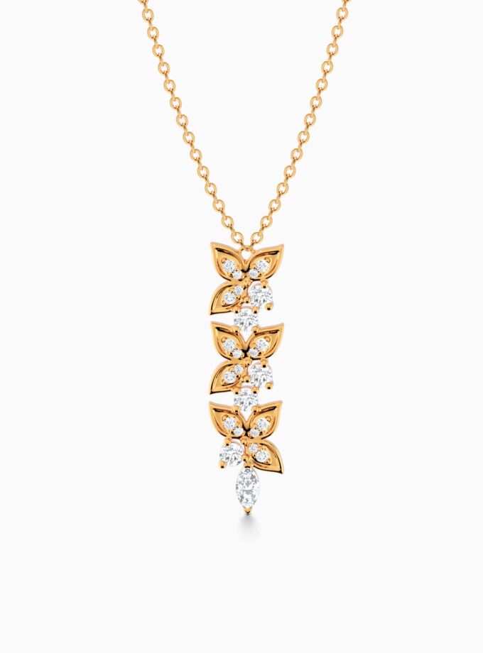 18k Gold Cascade Leaf Drop Pendant | Varudai