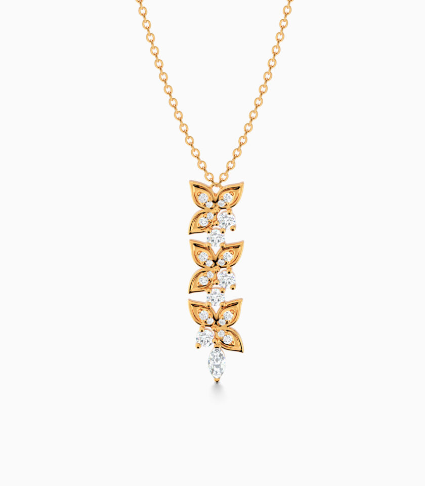 18k Gold Cascade Leaf Drop Pendant | Varudai