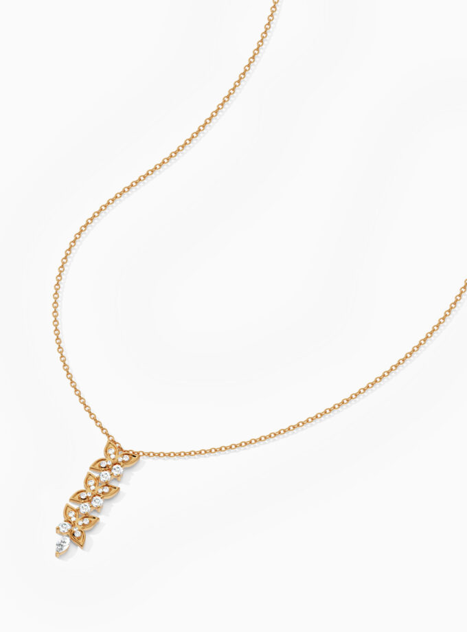 18k Gold Cascade Leaf Drop Pendant | Varudai