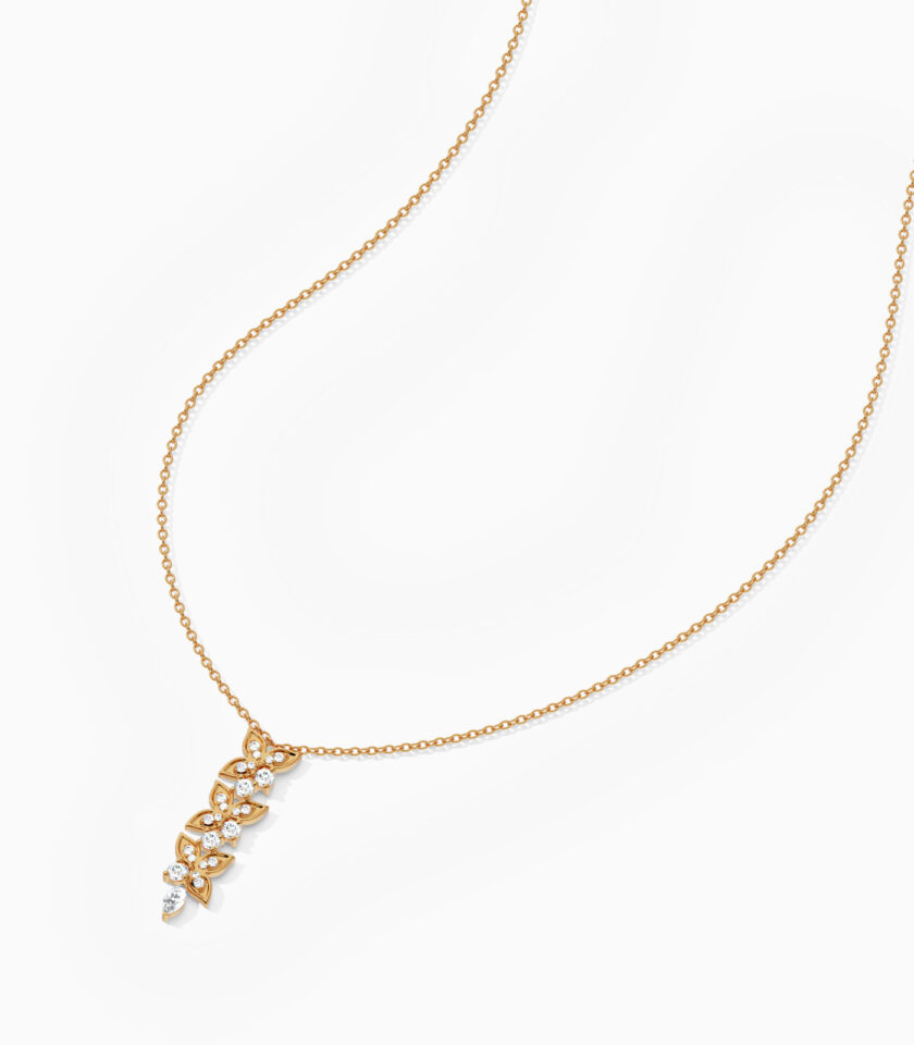 18k Gold Cascade Leaf Drop Pendant | Varudai