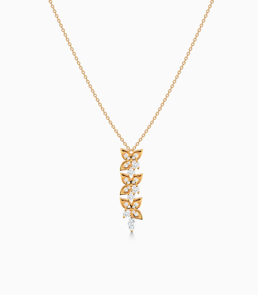 18k Gold Cascade Leaf Drop Pendant | Varudai