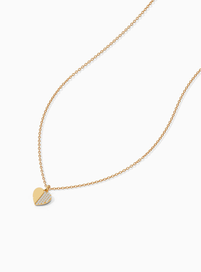 Half Gold Half Diamond Heart Pendant | Varudai