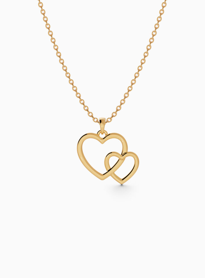 Double Heart Pendant in 18k Gold | Varudai | yellow gold