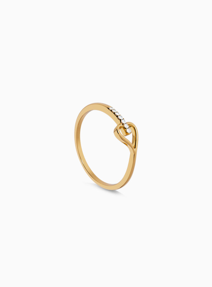 18k Gold Curved Heart Ring | Varudai