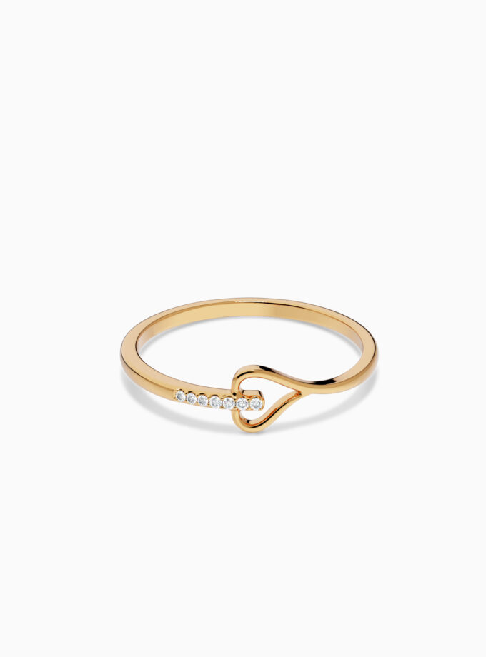 18k Gold Curved Heart Ring | Varudai