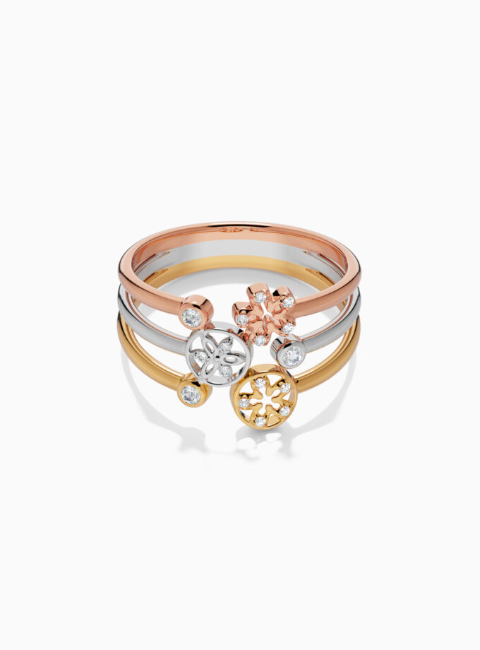 Diamond Forever Three Color Flower Ring | Varudai