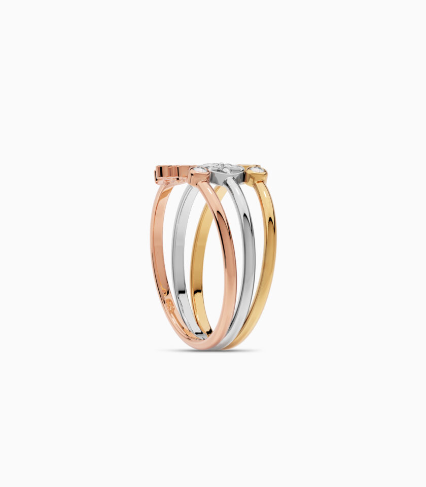 18k Gold Three Color Flower Ring | Varudai Jewelry