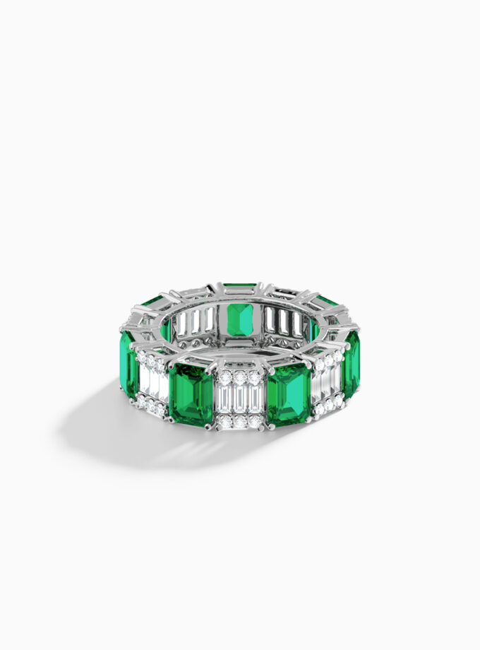 Triad of Treasures Baguette Emerald Ring | Varudai