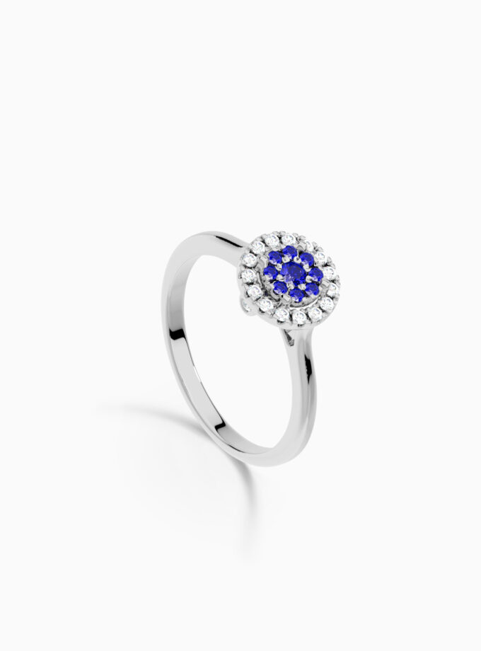 Elegant Gemstone Diamond Circle Ring | Varudai