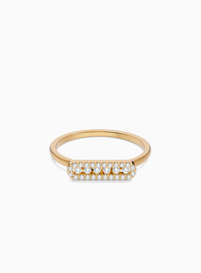 Minimalist Diamond Bar Ring | Varudai | yellow Gold
