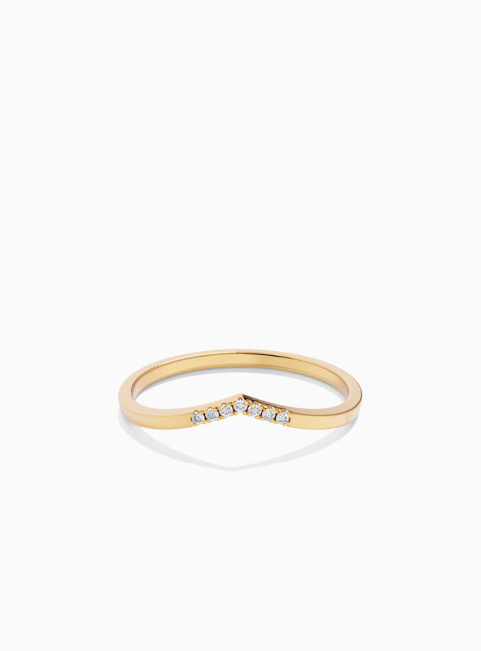 Classic Wishbone Diamond Ring | Varudai | Yellow Gold