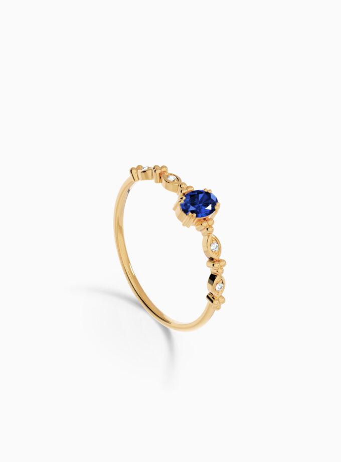Oval-Shaped Gemstone Solitaire Gold Ring | Varudai
