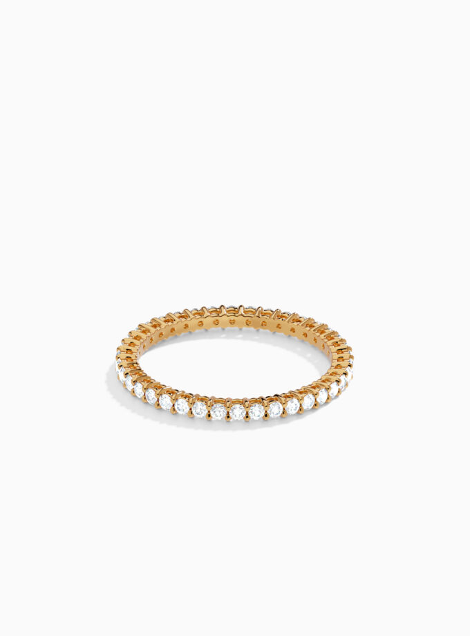 18k Gold Diamond Eternity Ring Band | varudai | yellow gold