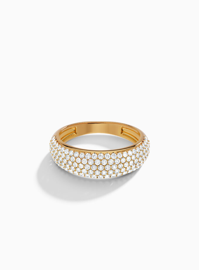 Diamond Encrusted Gold Band Ring | Varudai | Yellow Gold